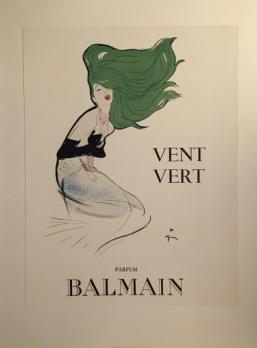 René GRUAU - Vent Vert Balmain, Gravure offset 2