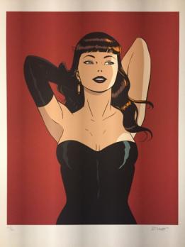 Affiche Sérigraphie Philippe Berthet Pin-up L'avion signé 50x70 cm 