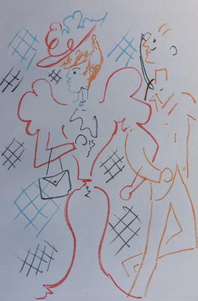 Jean COCTEAU : Elégante au bal,1957 - Lithographie originale 2
