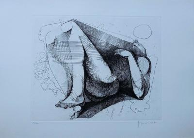 Georges OUDOT : Femme nue allongée - GRAVURE originale à l’eau forte signée au crayon 2