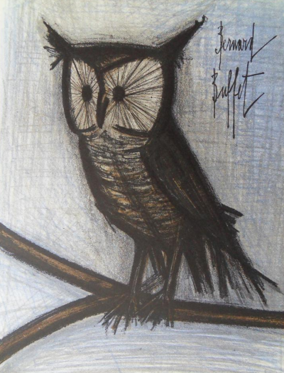 Bernard BUFFET :  Le petit hibou - Lithographie originale signée, 1967 2
