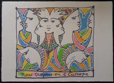 Jean COCTEAU - Nous croyons en l’Europe III, 1961 - Lithographie 2