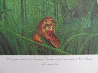 Le Douanier ROUSSEAU (d’après) : Le repas du Lion - LITHOGRAPHIE SIGNEE #1976 2