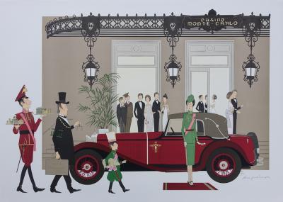 Denis-Paul NOYER : Mercedes Mannheim 370 & Casino de Monté Carlo, Lithographie Originale 2