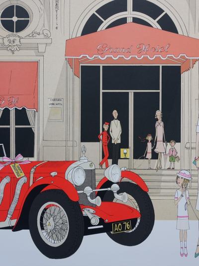 Denis-Paul NOYER : Mercedes 370 - CANNES Hotel Gonnet - Lithographie originale signée au crayon 2