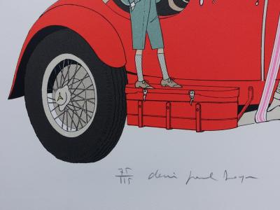 Denis-Paul NOYER : Mercedes 370 - CANNES Hotel Gonnet - Lithographie originale signée au crayon 2