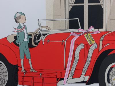 Denis-Paul NOYER : Mercedes 370 - CANNES Hotel Gonnet - Lithographie originale signée au crayon 2