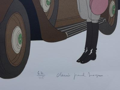 Denis-Paul NOYER - Mercedes cabriolet T290 - Lithographie originale 2