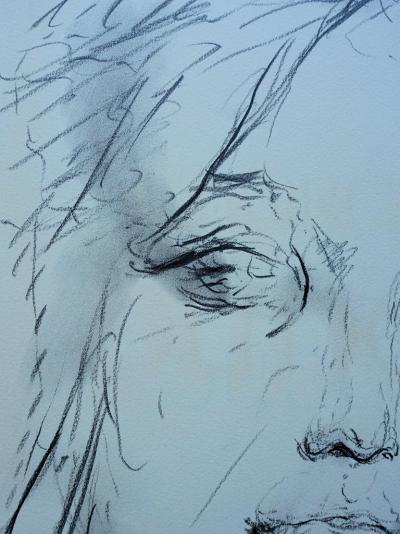 Georges OUDOT : Visage de Femme - DESSIN original au crayon + dédicace #1977 2