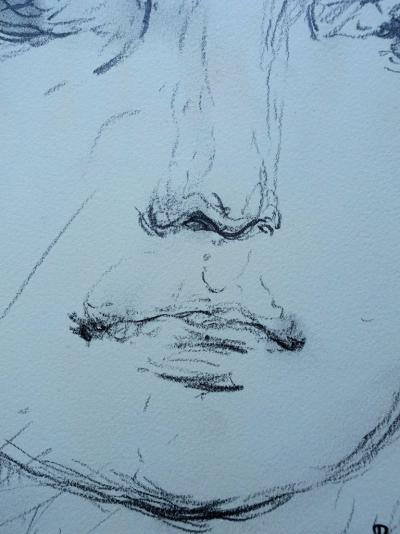 Georges OUDOT : Visage de Femme - DESSIN original au crayon + dédicace #1977 2