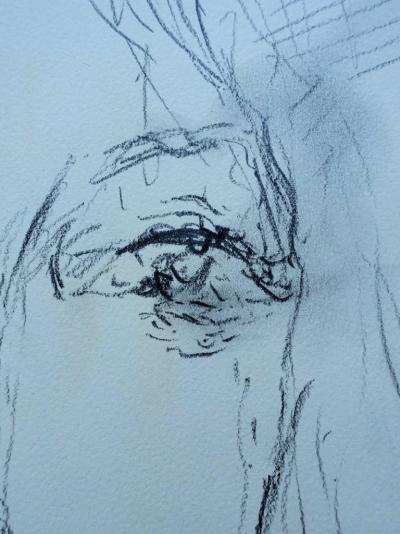 Georges OUDOT : Visage de Femme - DESSIN original au crayon + dédicace #1977 2