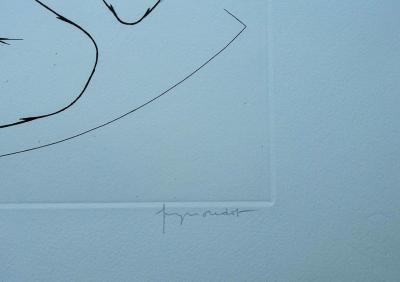 Georges OUDOT - Femme nue recroquevillée - Gravure originale signée au crayon 2