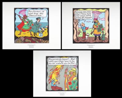 HERGE (d’après) -  TINTIN le temple du soleil  - 3 lithographies 2