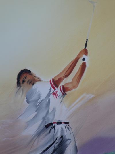 Maurice FILLONNEAU : Golf (Le swing), Lithographie Originale signée au crayon 2
