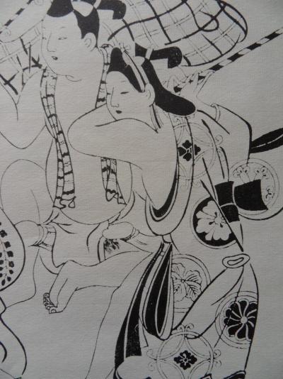Sugimura JIHEI (d’après) - Guerriers et Geishas, Lithographie 2