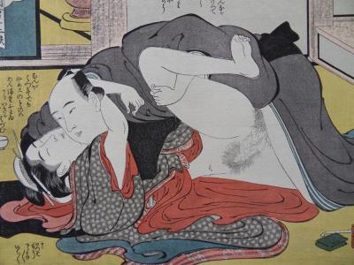 Kitagawa UTAMARO (d’après) - Amour et bonsai, Lithographie 2