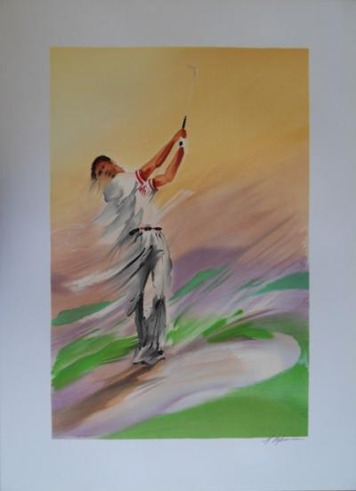 Maurice FILLONNEAU - Golf (finish) - Lithographie signée au crayon 2