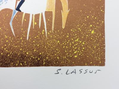 Serge LASSUS - Cavaliers en Automne - Lithographie originale signée au crayon 2