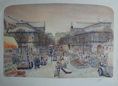 Rolf RAFFLEWSKI : Paris Les Halles - Lithographie originale signée au crayon 2