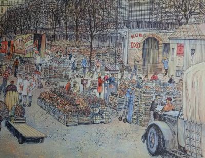 Rolf RAFFLEWSKI : Paris Les Halles - Lithographie originale signée au crayon 2