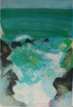 Camille HILAIRE - Les rochers au bord de la mer, Lithographie signée 2