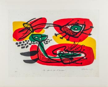 Anton ROOSKENS - Le chat et l’oiseau, 1971 - Lithographie signée au crayon 2