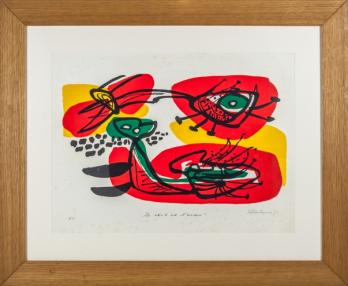 Anton ROOSKENS - Le chat et l’oiseau, 1971 - Lithographie signée au crayon 2