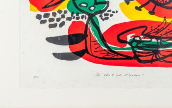 Anton ROOSKENS - Le chat et l’oiseau, 1971 - Lithographie signée au crayon 2