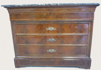 Commode-Écritoire Charles X en palissandre et citronnier, marbre 2