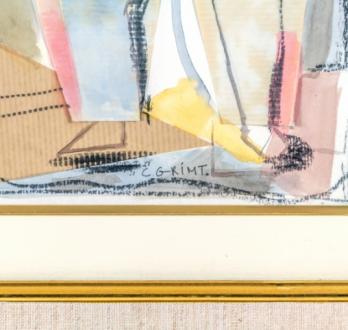 Charles GRIMT - Ivresse, 1961, Collage et pastel signé 2