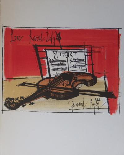 Bernard BUFFET - Nature morte au violon, Lithographie signée 2