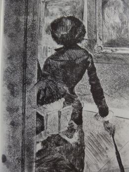 Edgar DEGAS (d’après) - Mary Cassat au Musée du Louvre, Lithographie 2