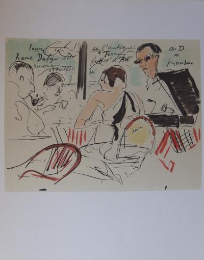 Dunoyer de SEGONZAC - Au café d’Eden Roc, Lithographie signée 2