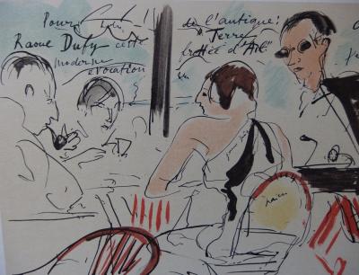 André Dunoyer de SEGONZAC - Au café d’Eden Roc - Lithographie signée 2