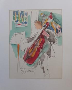 Jacques VILLON  - Le violoncelliste, Lithographie signée 2