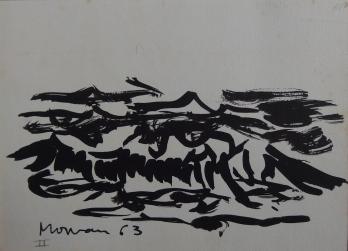 Jean-Jacques MORVAN - Paysage abstrait, Dessin original signé 2