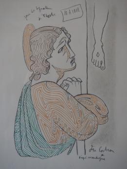 Jean COCTEAU - Piété, Lithographie originale signée 2