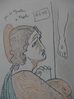 Jean COCTEAU - Piété, Lithographie originale signée 2