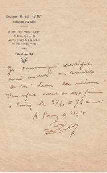 Rare lettre du docteur PETIOT 2