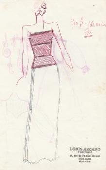 Loris AZZARO - Dessin original du grand couturier 2