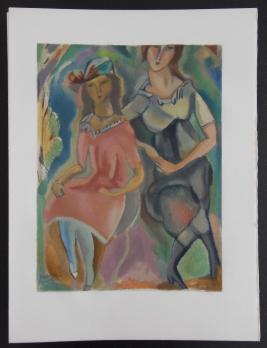 Jules PASCIN - Deux femmes - Bois gravé original Signé 2