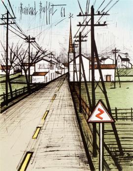 Bernard BUFFET  - Affiche - La route Lithographie 2