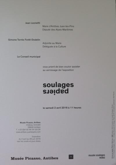 Pierre SOULAGES (d’après) - Carton d’invitation Musée Picasso, 2016 2