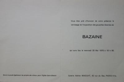 Jean BAZAINE : Carton d’invitation 