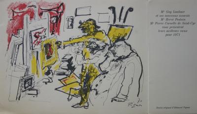 Edouard PIGNON : Les amateurs d'art, 1971 - Lithographie originale signée 2