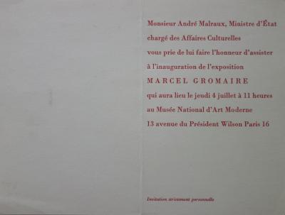 Marcel GROMAIRE  - Exposition Musée National d’Art Moderne, 1963 - Carton d’invitation 2