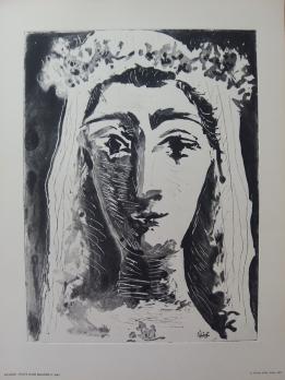Pablo PICASSO (d’après)  Jacqueline en mariée (de face),  Héliogravure 2