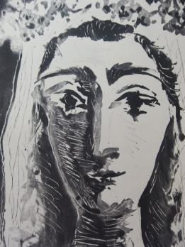 Pablo PICASSO (d’après)  Jacqueline en mariée (de face),  Héliogravure 2