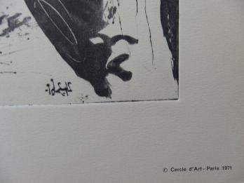 Pablo PICASSO (d’après)  Jacqueline en mariée (de face),  Héliogravure 2
