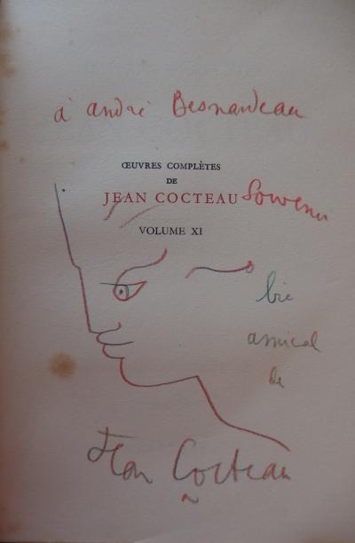 Jean COCTEAU : Visage de profil, Dessin original signé (1951) 2